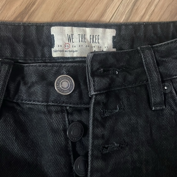We The Free Denim Mini Skirt in Black Button Fly - Picture 2 of 3